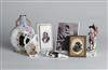 (POP PHOTOGRAPHICA) Group of 6 late-Victorian photo objects highlighted with carbon transfer images on ceramic,